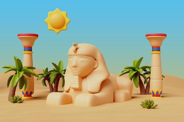 PSD Gratis render 3d dari ilustrasi mesir