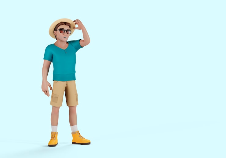 PSD Gratis render 3d dari turis perjalanan