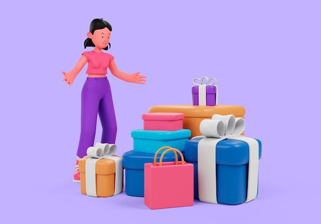 PSD Gratis render 3d konsep belanja