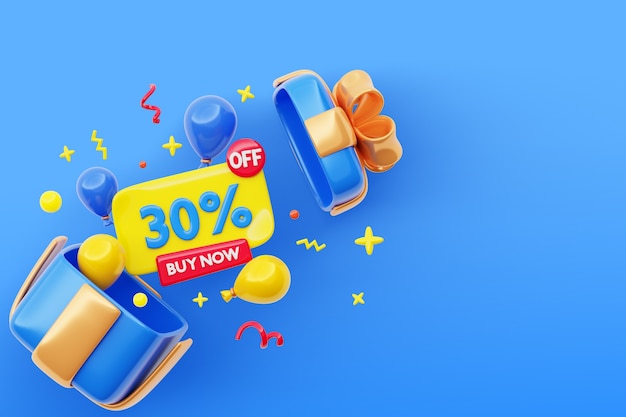 PSD Gratis render 3d latar belakang penjualan