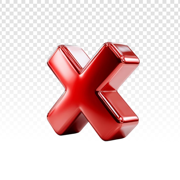 PSD Gratis render 3d tanda x merah