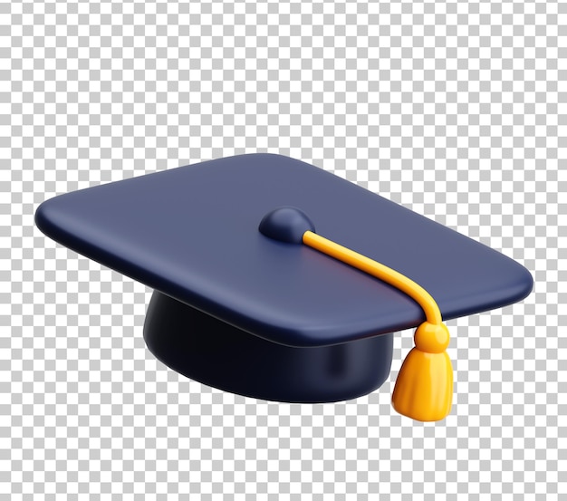 PSD Gratis render 3d topi wisuda dengan tali kuning