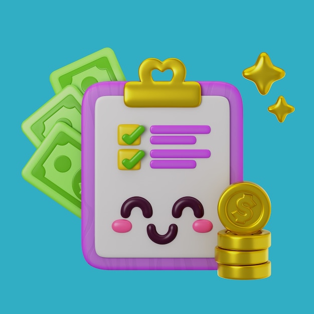 PSD gratuito rendering 3d dell'icona di risparmio kawaii
