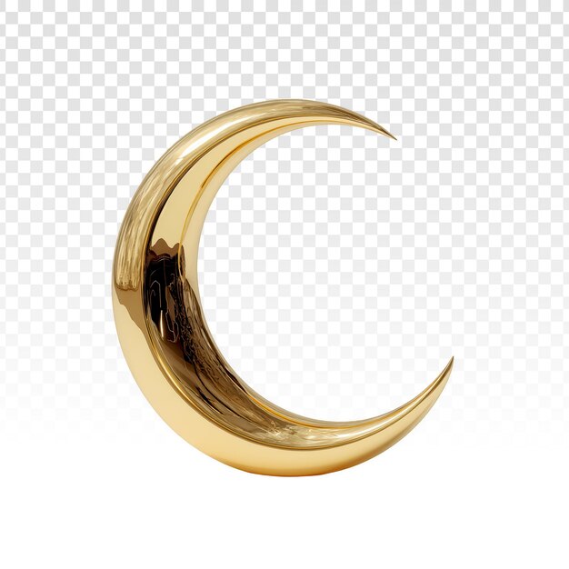 PSD gratuito rendering 3d della luna della mezzaluna d'oro