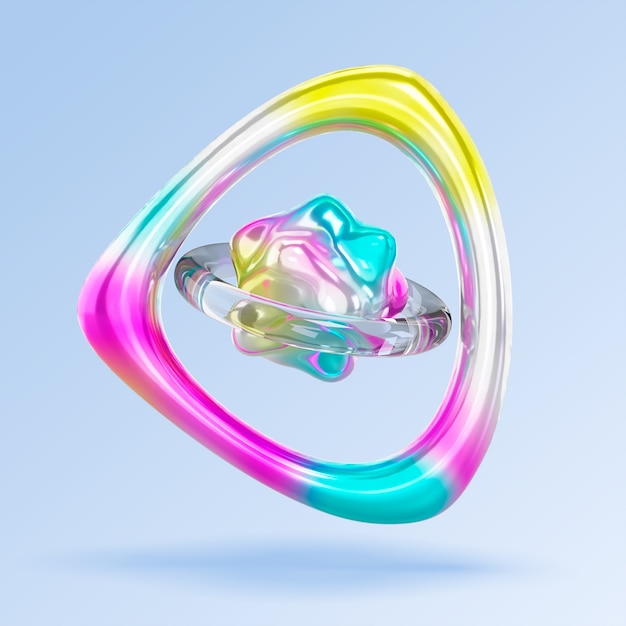 PSD gratuito renderización en 3d del icono de las formas de fluidos holo