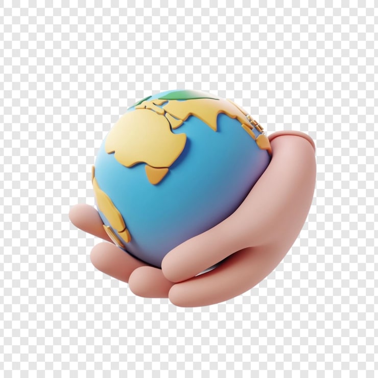 PSD gratuito renderización en 3d manos que sostienen suavemente nuestro planeta tierra