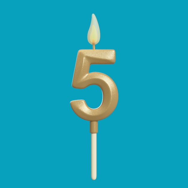 PSD gratuito renderización 3d del número de velas del pastel de cumpleaños