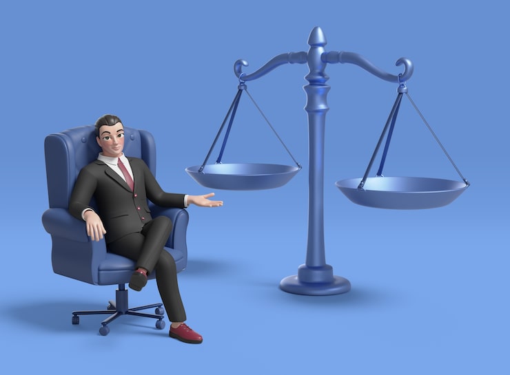 PSD gratuito renderización en 3d del personaje del abogado