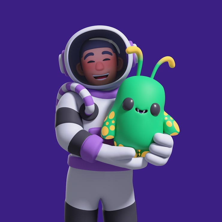 PSD gratuito renderización en 3d del personaje del astronauta.
