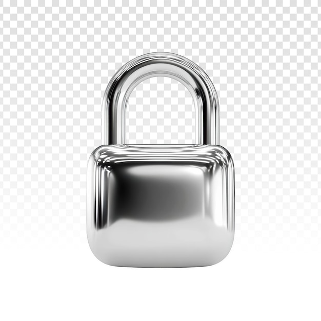 PSD gratuito renderizado 3d de candado plateado