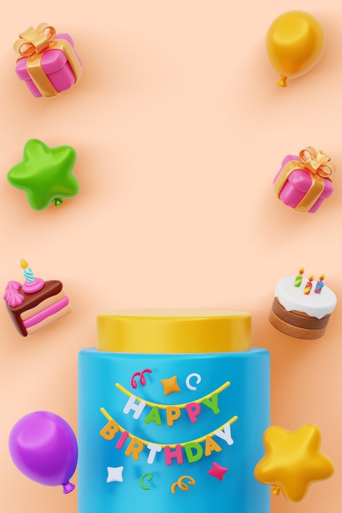 PSD gratuito renderizado en 3d del diseño del podio de cumpleaños