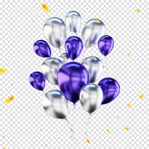 PSD gratuito renderizado en 3d de globos aislados para la composición de globos de colores