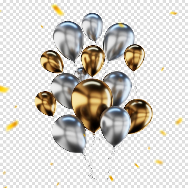 PSD gratuito renderizado en 3d de globos aislados para la composición de globos de colores