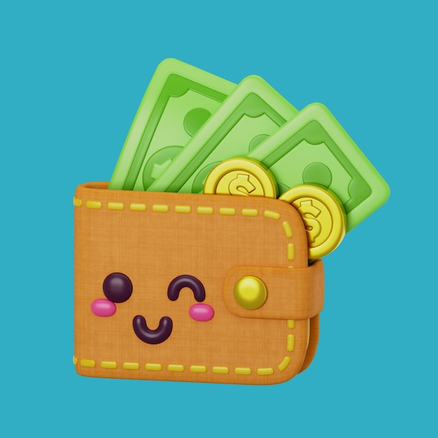 PSD gratuito renderizado en 3d del icono de ahorro de kawaii