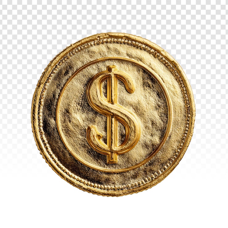 PSD gratuito renderizado en 3d de la moneda de un dólar dorado
