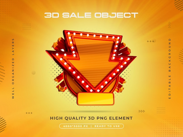 PSD gratuito renderizado 3d del objeto de venta aislado