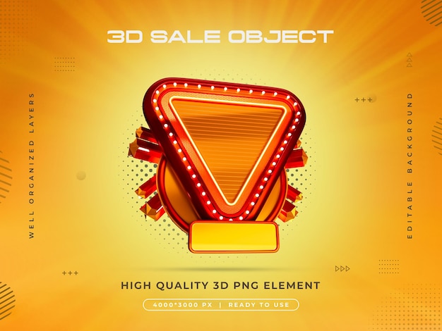 PSD gratuito renderizado 3d del objeto de venta aislado