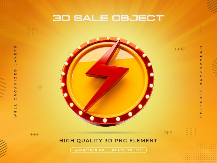 PSD gratuito renderizado 3d del objeto de venta aislado