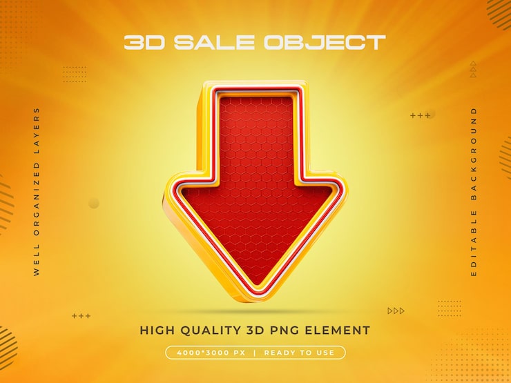 PSD gratuito renderizado 3d del objeto de venta aislado