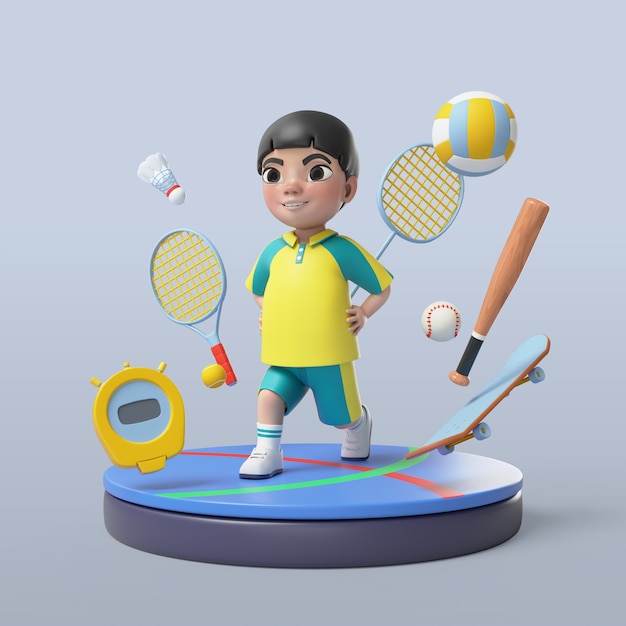 PSD gratuito renderizado en 3d de la pose del estudiante