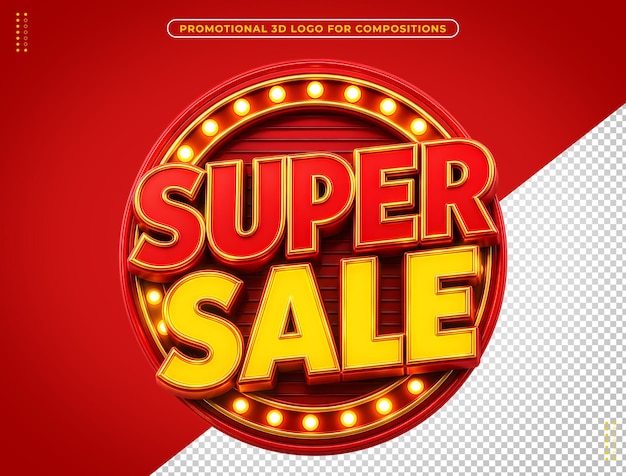 PSD gratuito renderizado 3d de sello led redondo de súper oferta