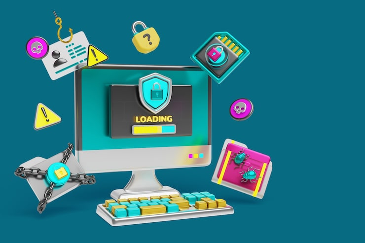 PSD gratuito representación en 3d de los antecedentes de ciberseguridad