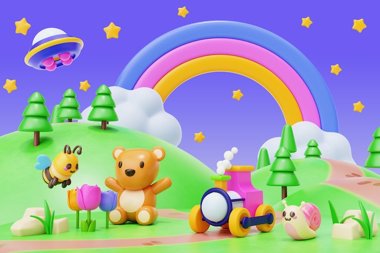 PSD gratuito representación en 3d de la ilustración para niños