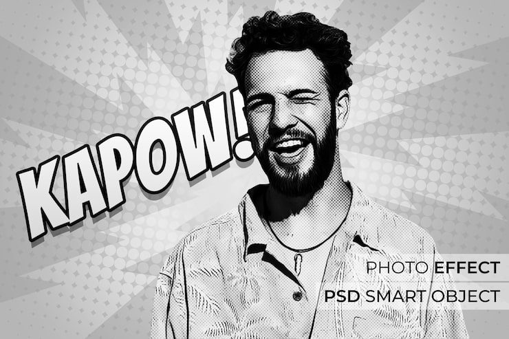 PSD gratuito retrato de persona con efecto cómico