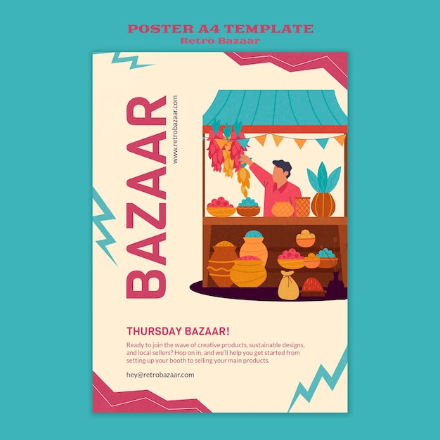 Gratis PSD retro bazaar afdruksjabloon