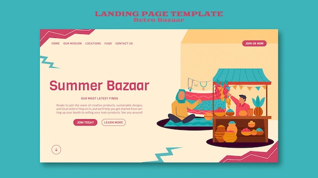 Gratis PSD retro bazaar websjabloon