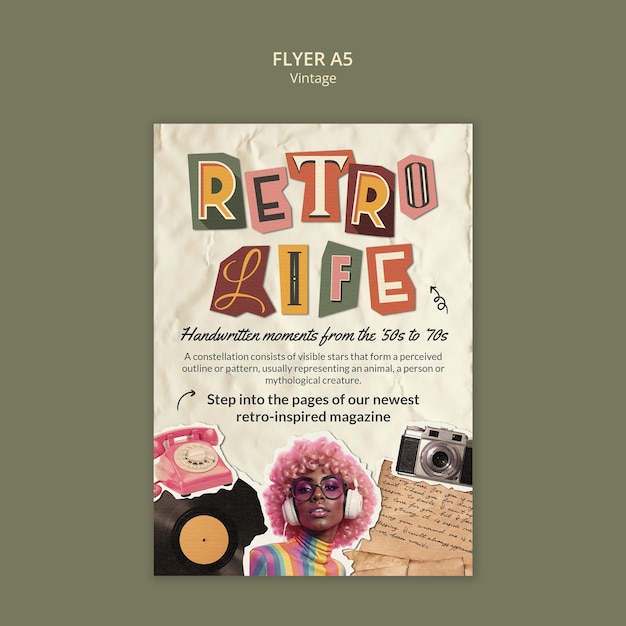 Gratis PSD retro levensmagazine flyer