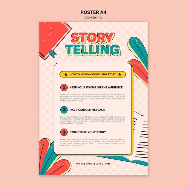 Gratis PSD retro storytelling afdruksjabloon