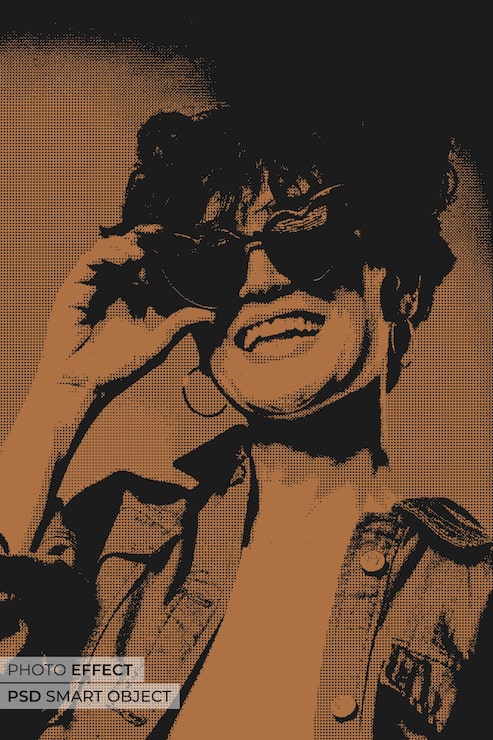 PSD gratuito ritratto di persona con effetto bitmap