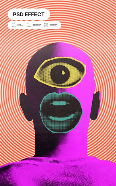 PSD gratuito ritratto di pop art
