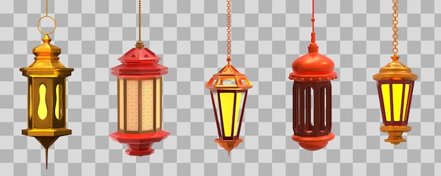 PSD Gratis satu set lampu arab. ilustrasi 3d