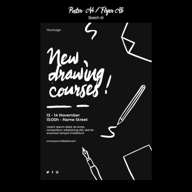 Gratis PSD schets concept poster sjabloon