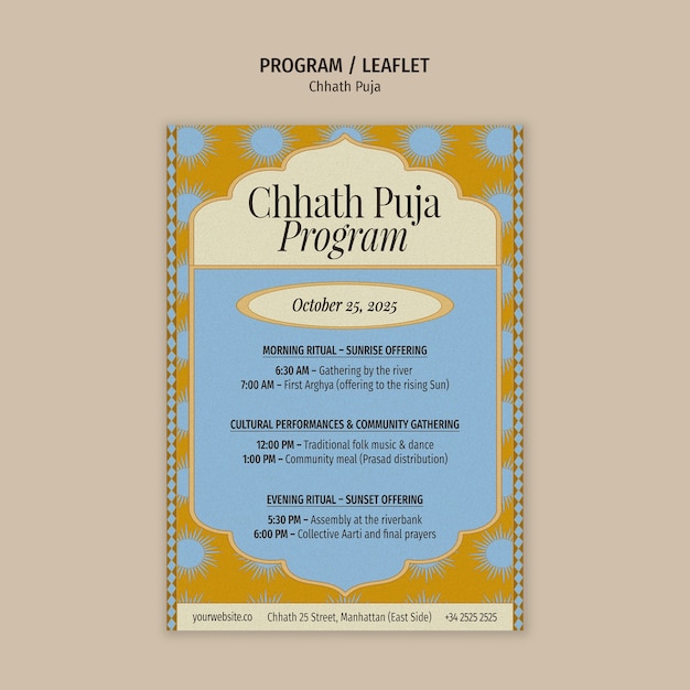 PSD Gratis selebaran program chhath puja