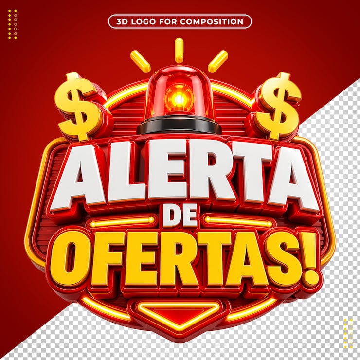 PSD gratuito sello 3d de alerta de ofertas para composiciones