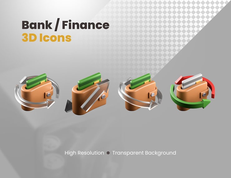 PSD gratuito set de iconos 3d de banca y finanzas