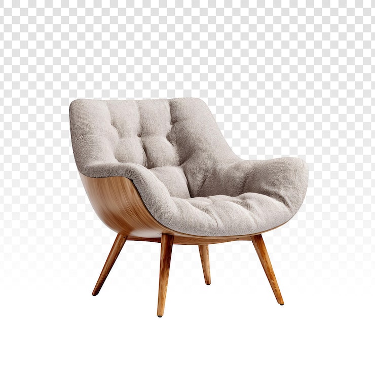 PSD gratuito sillón tapizado moderno con estructura de madera