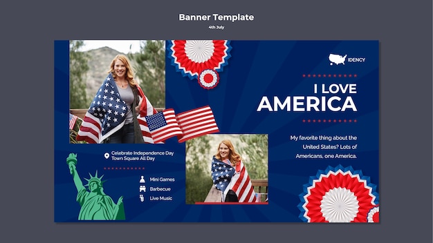 Gratis PSD sjabloon voor spandoekontwerp van 4 juli