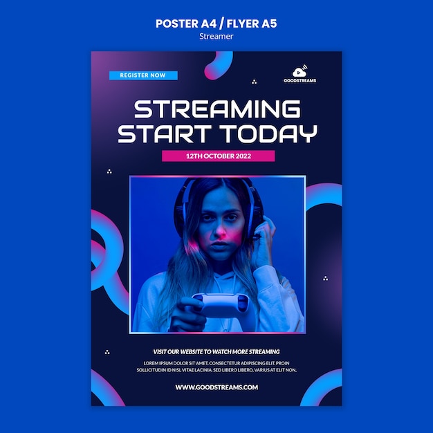 Gratis PSD sjabloon voor werkposter met verloopstreamer