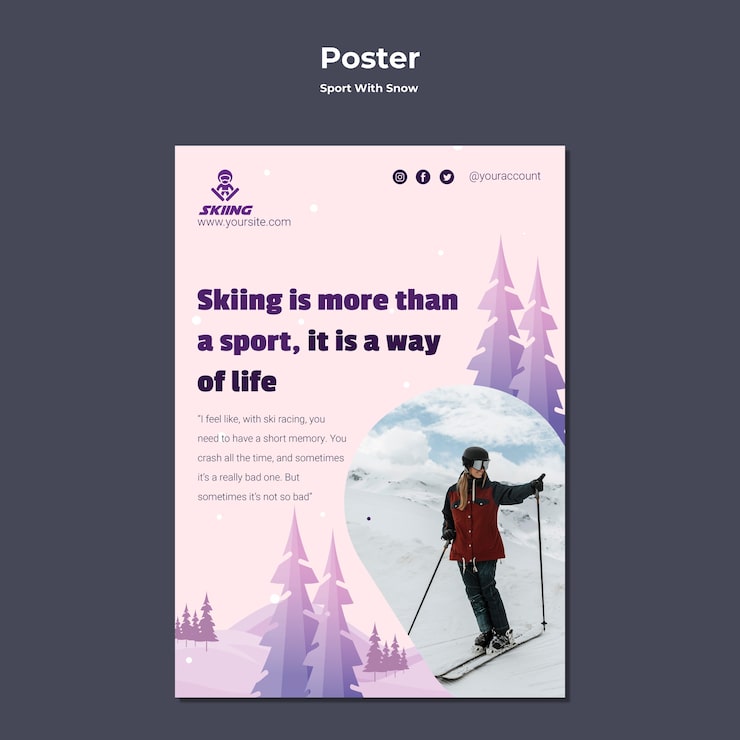 Gratis PSD sjabloon voor winterski-poster