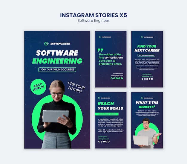 Gratis PSD software engineering instagram sjabloonontwerp