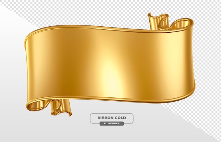 PSD Gratis spanduk pita emas dalam render 3d