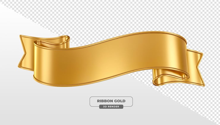 PSD Gratis spanduk pita emas dalam render 3d