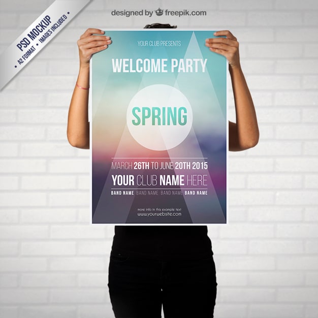 PSD gratuito spring party poster mockup