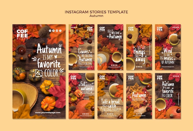 PSD gratuito storie di instagram autunnali