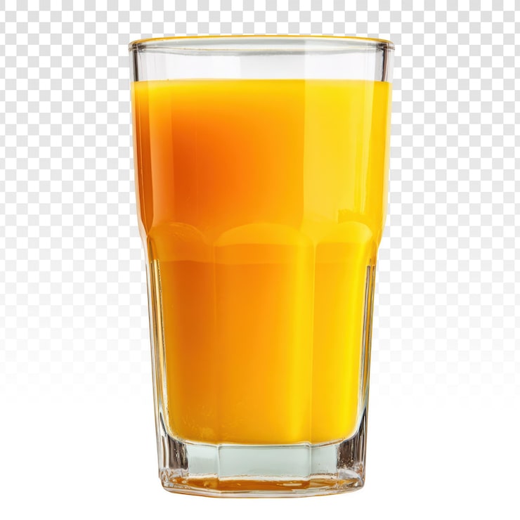 PSD gratuito succo d'arancia fresco in un bicchiere con sfondo trasparente.