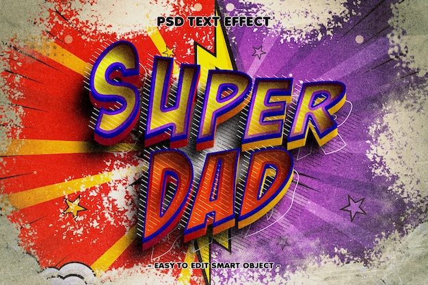 Gratis PSD super dad 3d bewerkbare tekst-effect
